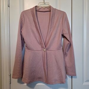 Pink Textured Blazer with Button